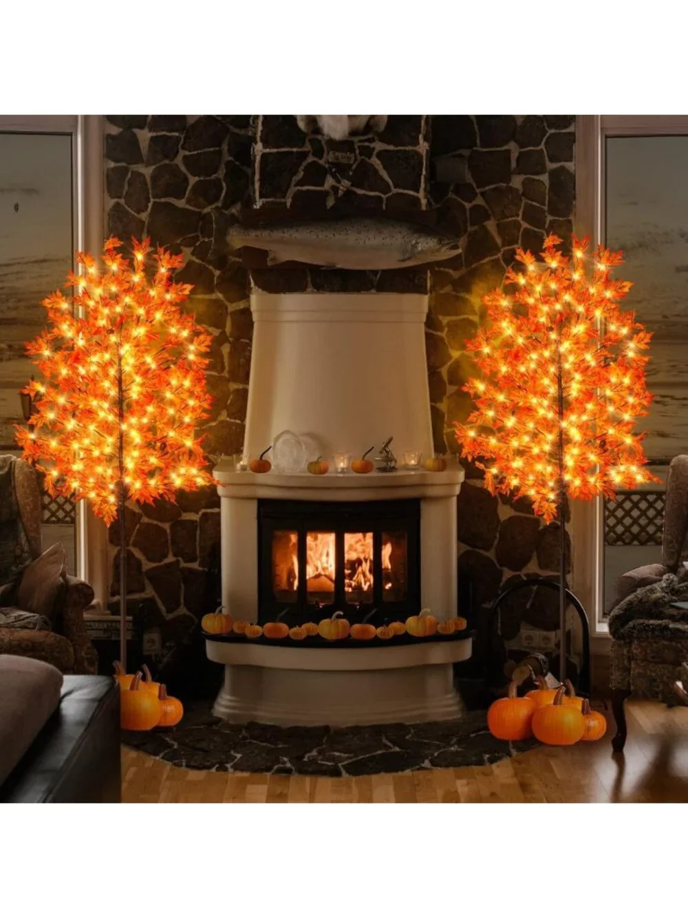 6Ft LED Lighted Maple Tree - 144 Lights, 8 Flashing Modes, Fall Decor for Home